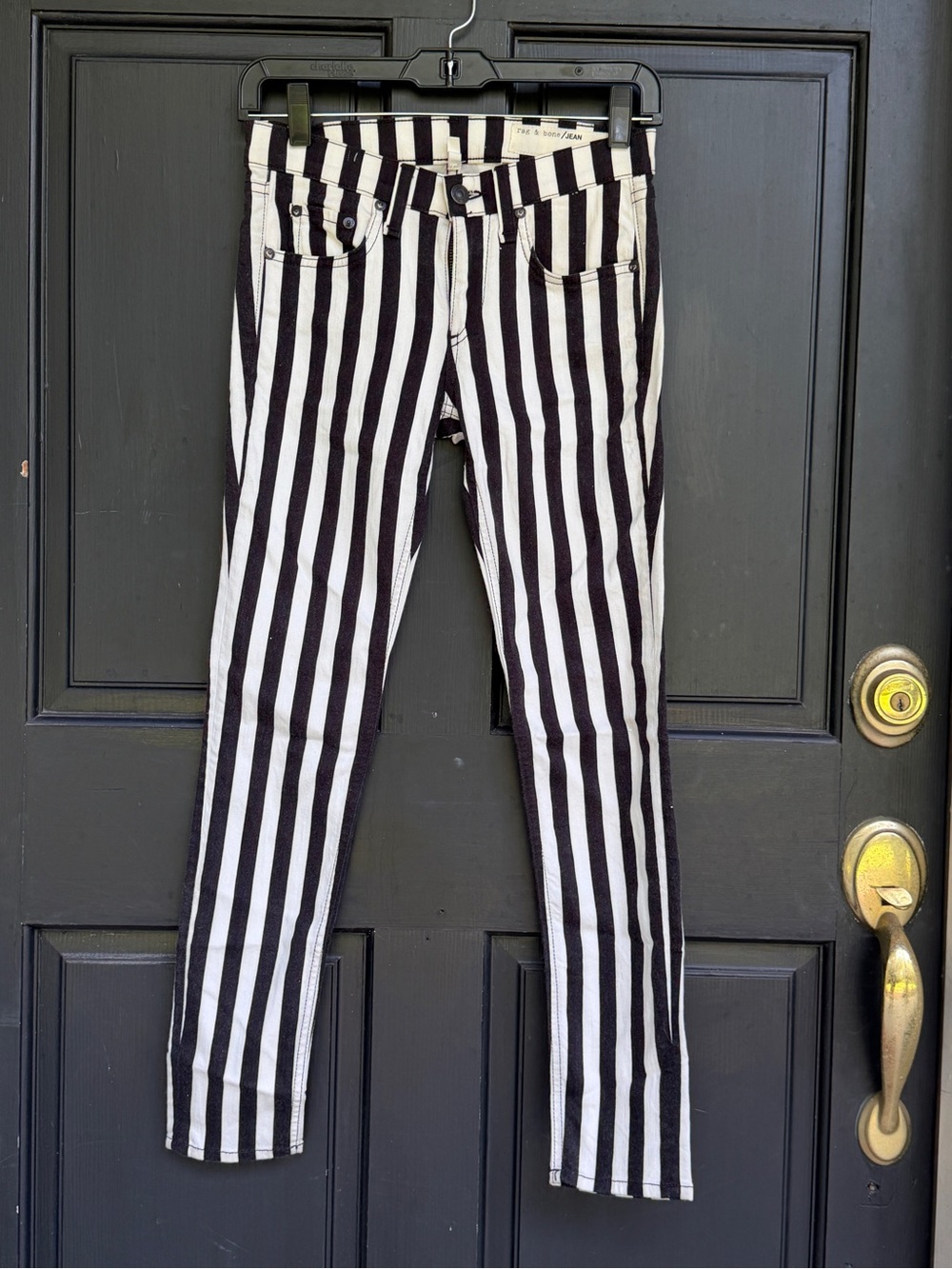 rag & bone Black and White Vertical Stripe Jeans